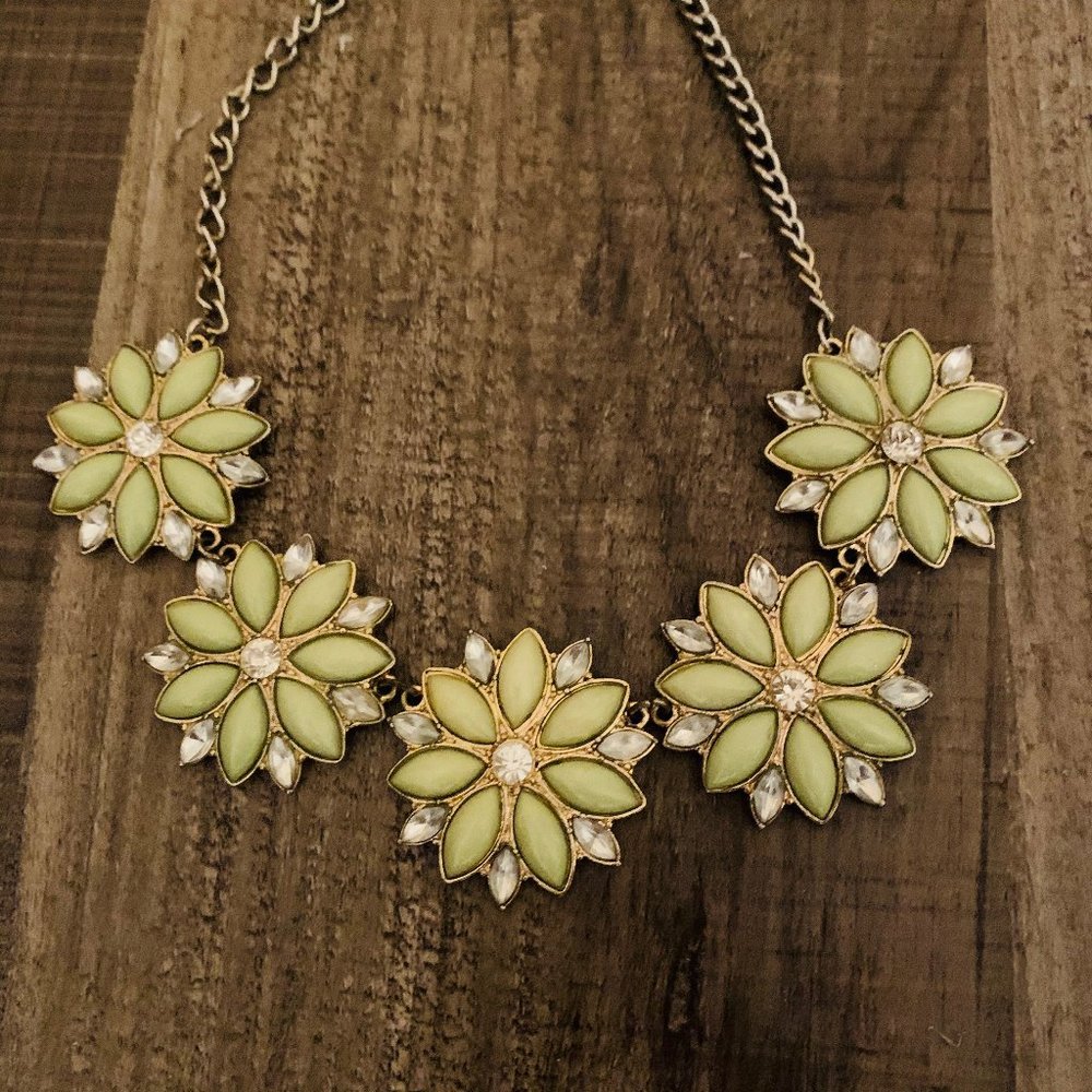 Green Flower Statement Necklace
